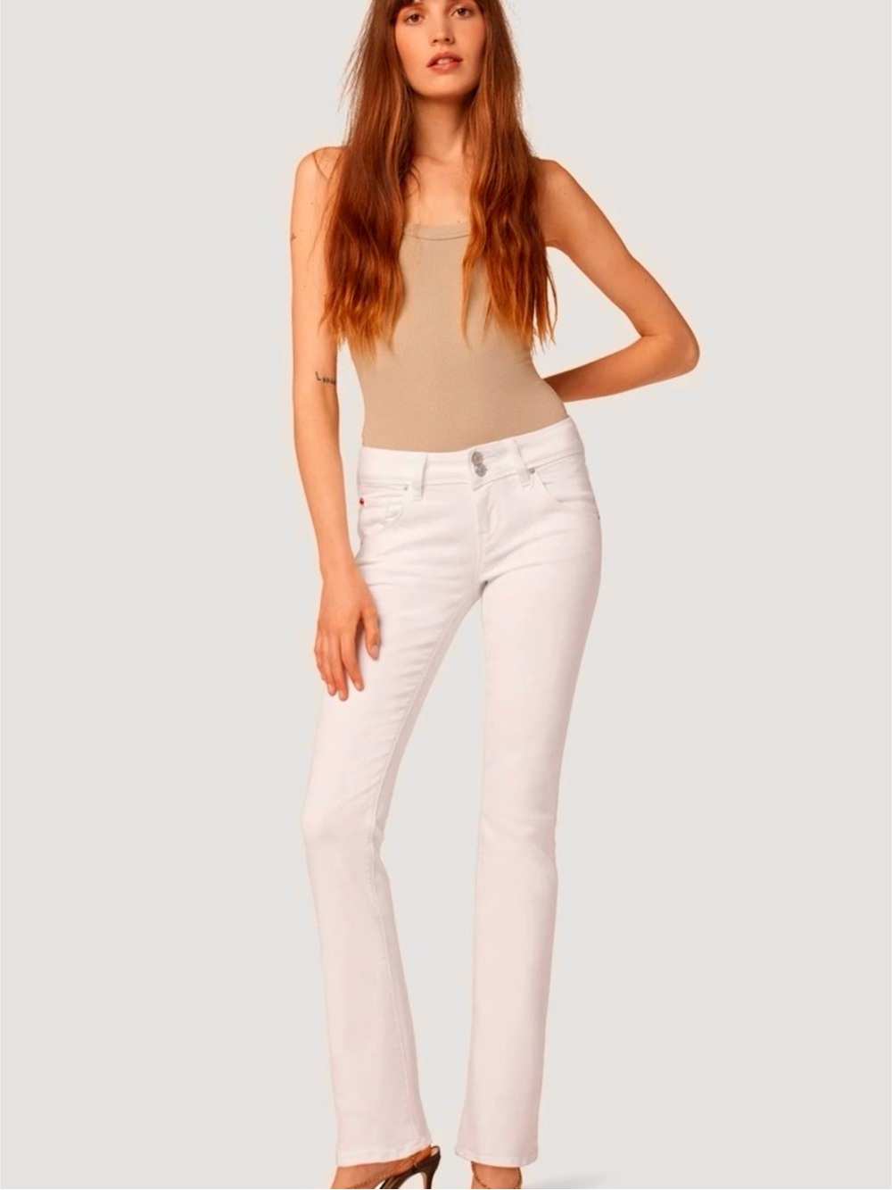 KUT from the Kloth Karen Pant White Lightweight Cotton Rib Baby Boot NWT Sz 10